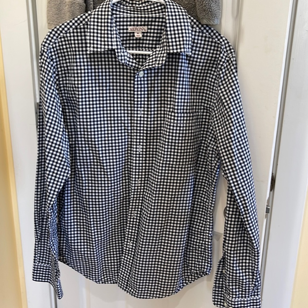 Merona black and white collared button down shirt